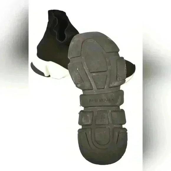 BALENCIAGA Black White Neoprene Rubber Womens Knit Speed Sneaker 7US Italy - Picture 2 of 6